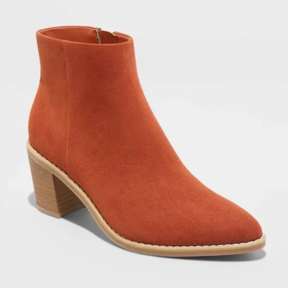 Women's Malby Low Shaft Heeled Boots - universal thread - rust - size 7.5 - new